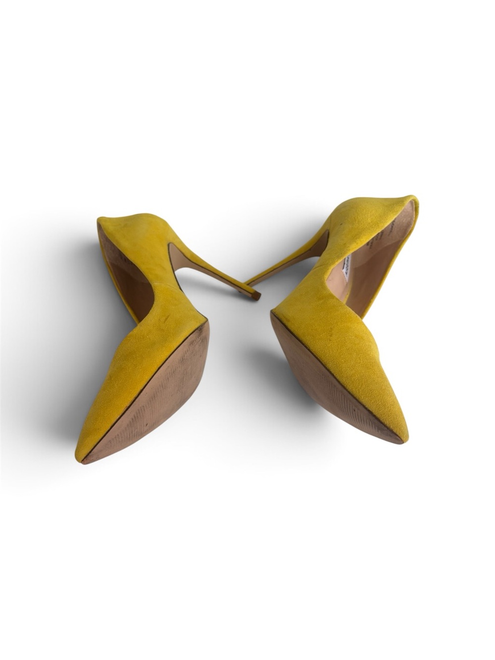 Yellow Suede Pointed-Toe Stiletto Heels - Picture 3 of 10